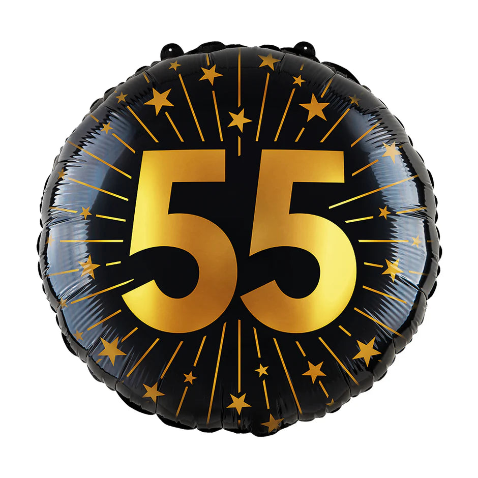 55 Jaar Helium Ballon Zwart Goud 45cm