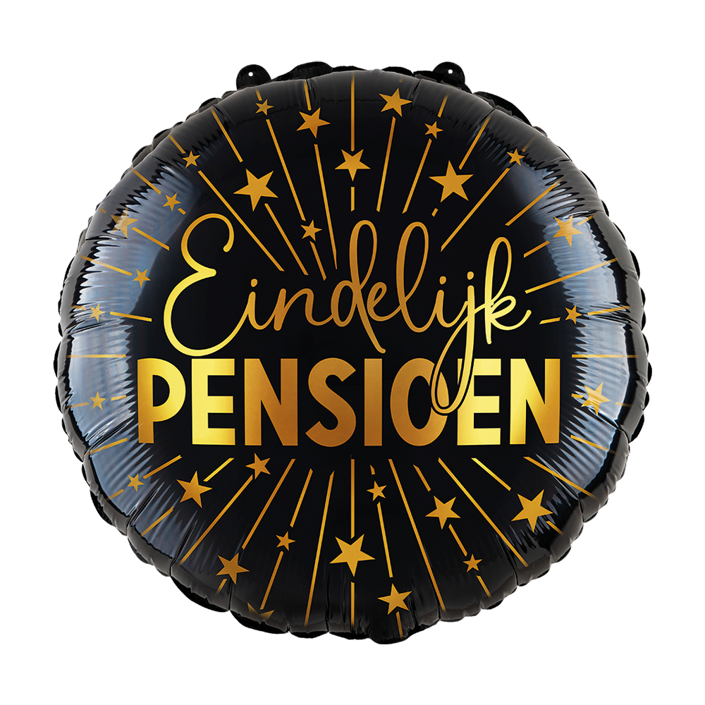 Folieballon Eindelijk Pensioen Zwart Goud 46cm