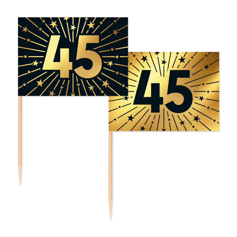 45 Jaar Cocktailprikkers Goud Zwart 50st