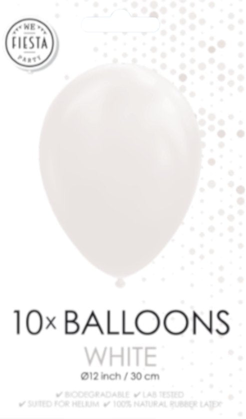 Ballonnen Wit 30cm 10st