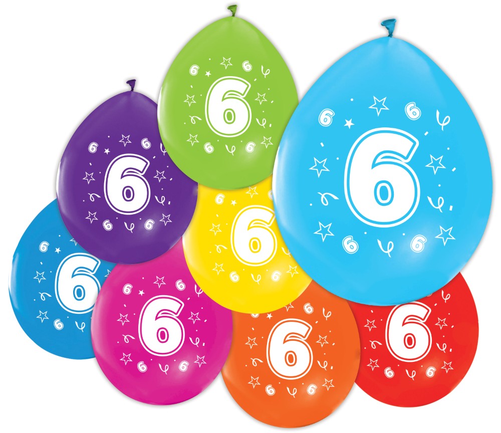 6 Jaar Ballonnen Gekleurd 8st