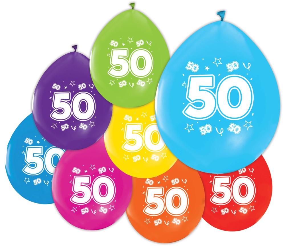 50 Jaar Ballonnen Meerkleurig 8st