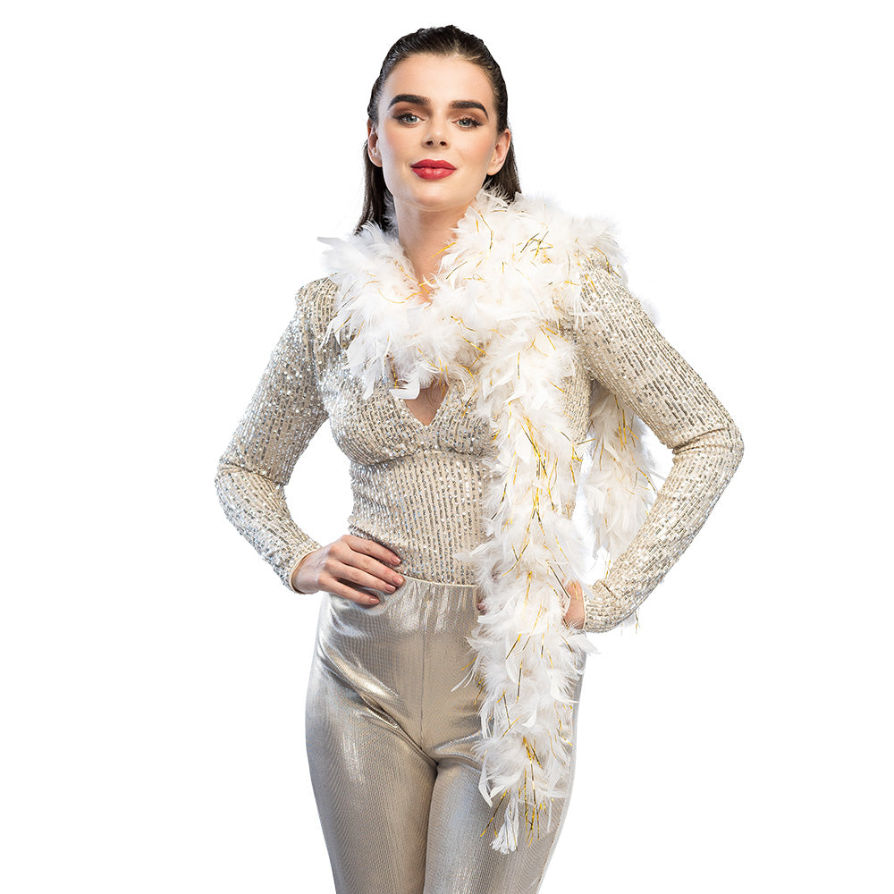 witte boa met gouden tinsel 1,80m