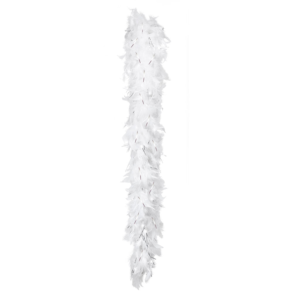witte boa met zilveren tinsel 1,80m