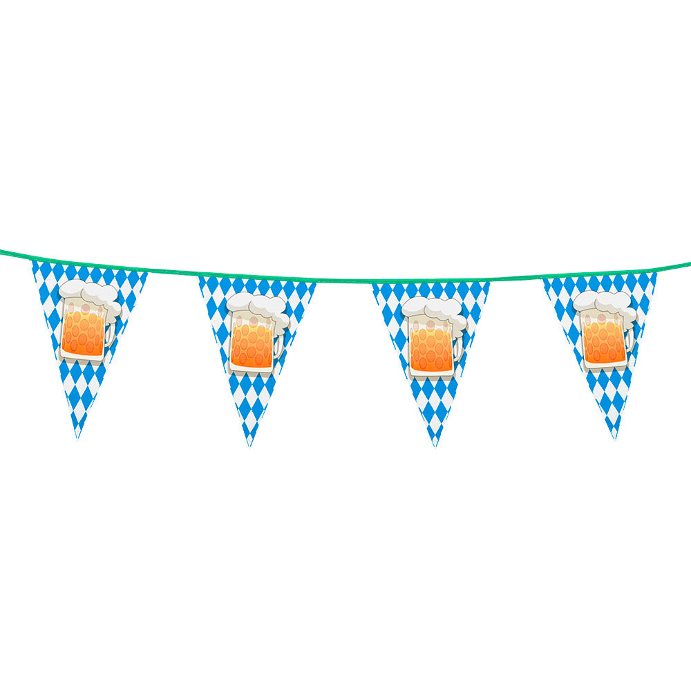 Beer Party Vlaggenlijn 6 Meter – Biervlaggetjes 30 x 20 cm – Oktoberfest Bierfeest Versiering