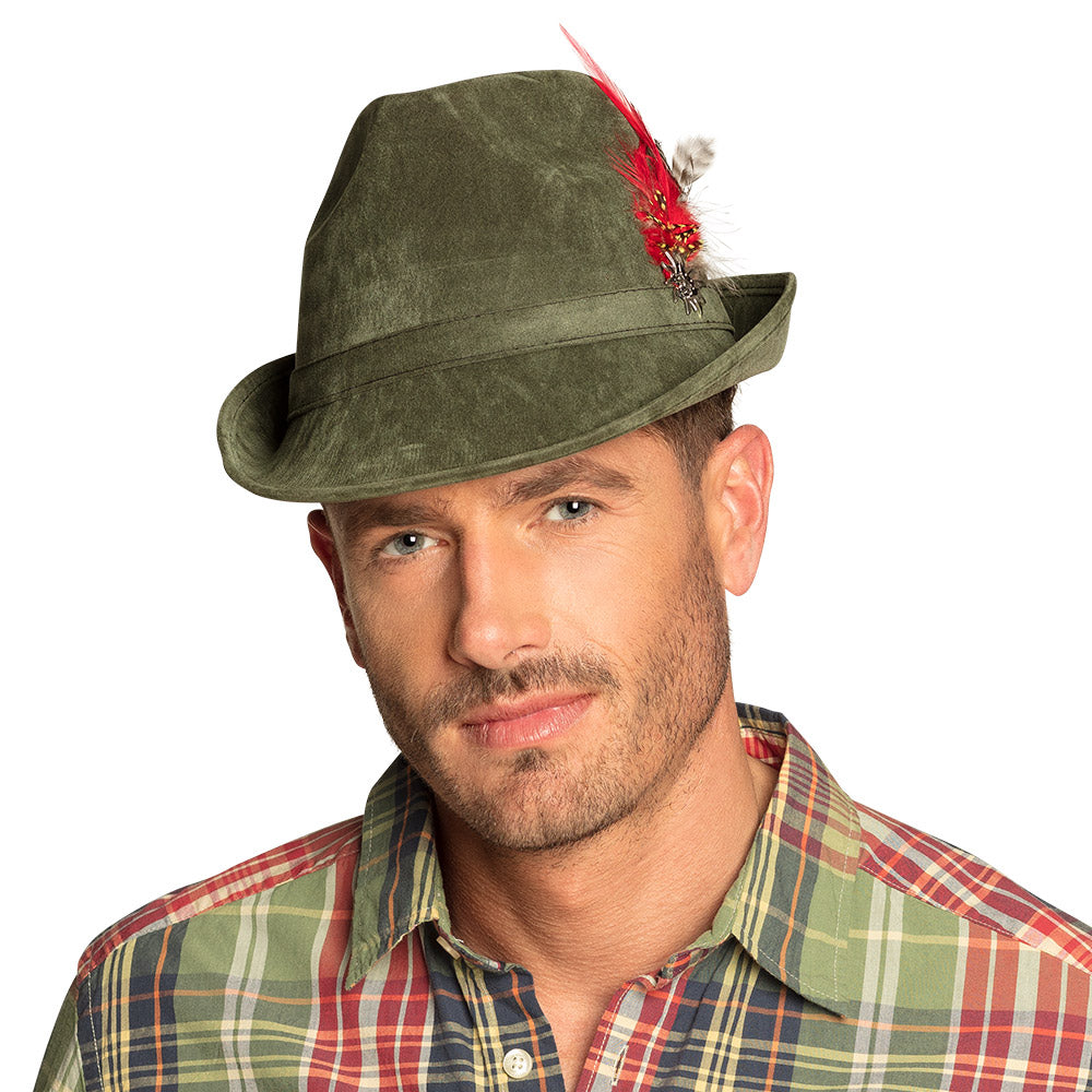 Oktoberfest Tiroler Hoed Donkergroen – Beierse Hoed Volwassenen – Oktoberfest Accessoire