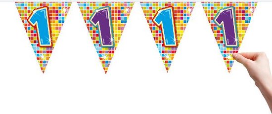 Vlaggenlijn Birthday Blocks 1 Jaar - 6 meter