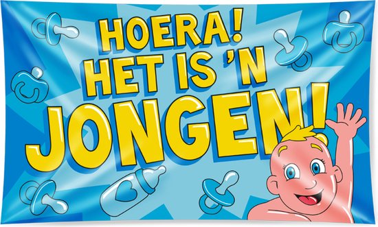 Gevelvlag Hoera het is een jongen 150x90cm