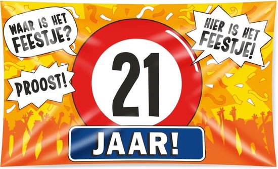 Gevel vlag 21 jaar 150x90cm