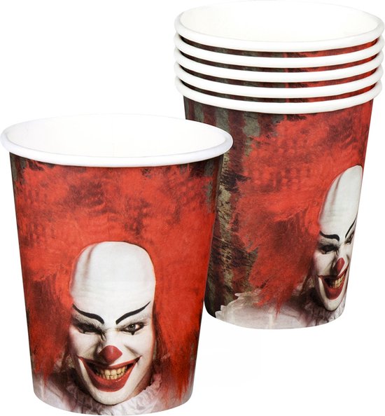 Bekertjes Horror clown 250ml 6st