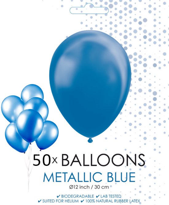 blauwe metallic ballonnen 30cm 50st