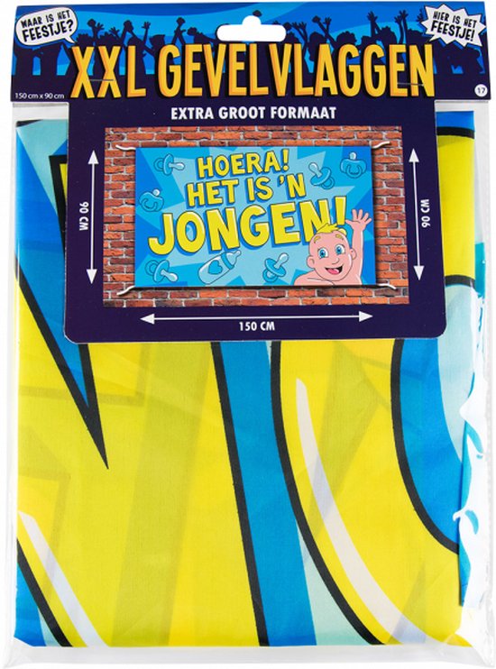 Gevelvlag Hoera het is een jongen 150x90cm
