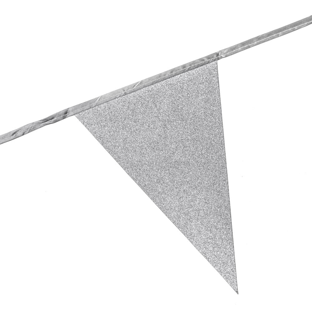 Zilverkleurige Glitter Vlaggenlijn 6m