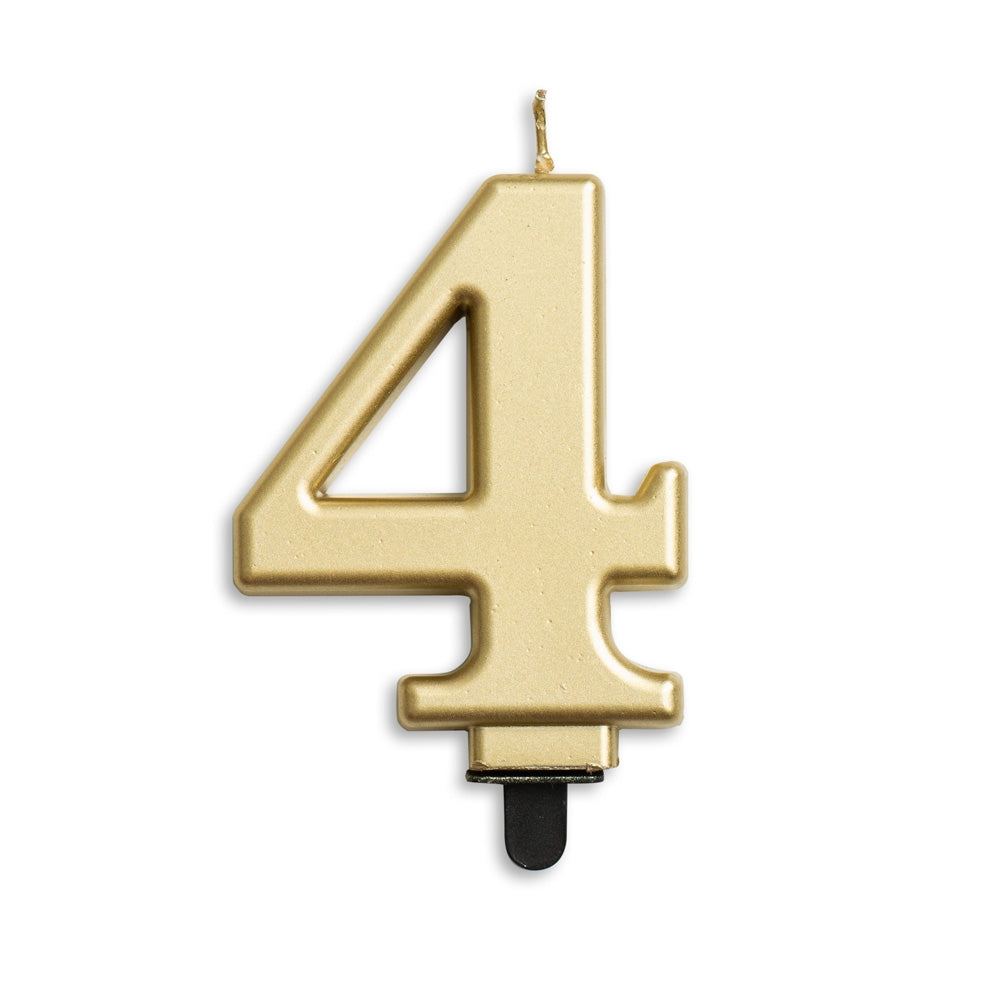 Cijfer Kaars 4 Goud Metallic 8cm