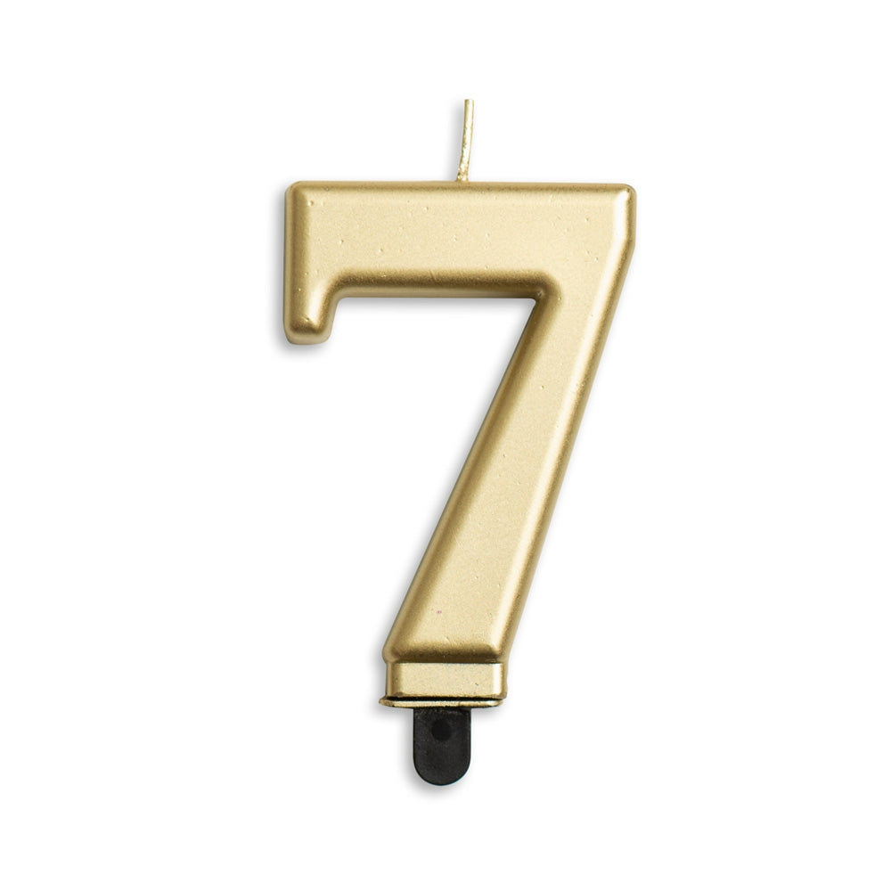 Cijfer Kaars 7 Goud Metallic 8cm
