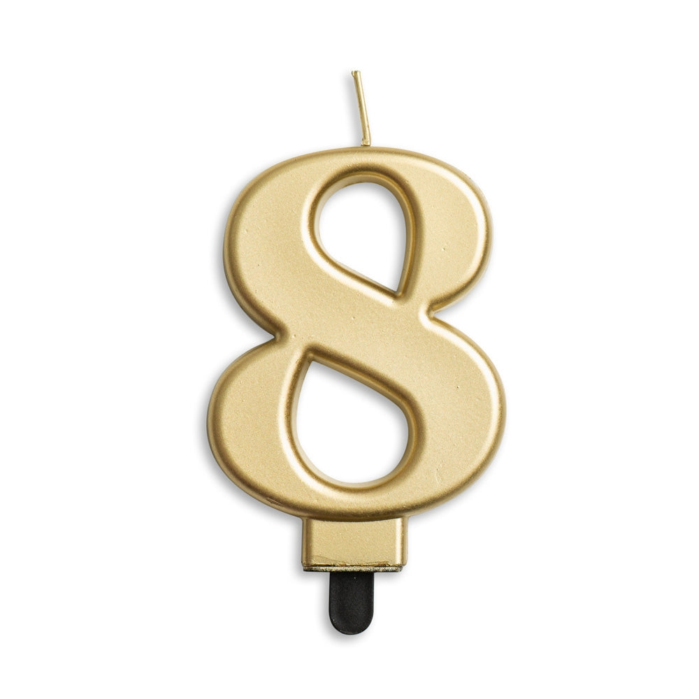 Cijfer Kaars 8 Goud Metallic 8cm