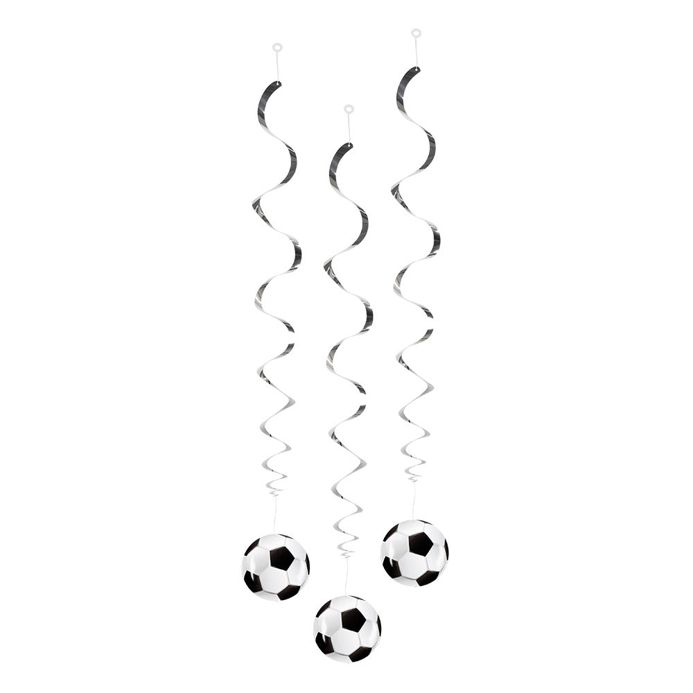 Voetbal Decoratieswirls 85 cm – 3 Stuks – Dubbelzijdige Hangdecoratie – EK & WK Feest