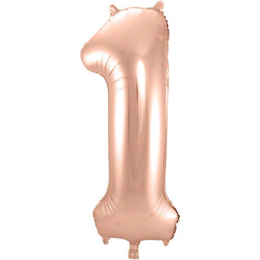 Folieballon 1 Jaar Roségoud XL 86 cm