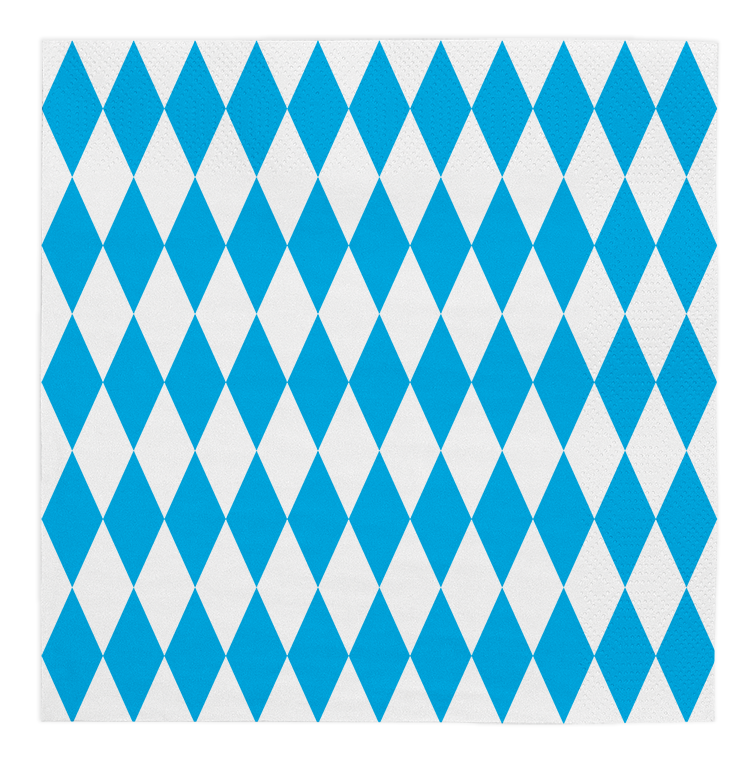 Oktoberfest Servetten Blauw Wit 33 x 33 cm – 20 Stuks – 3-Laags – Beierse Feestservetten