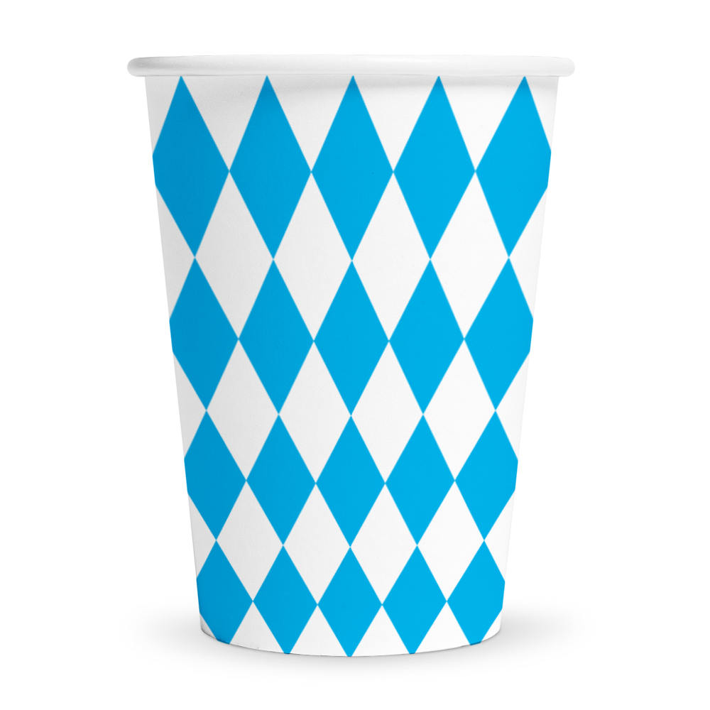 Oktoberfest Bekers Blauw Wit 210 ml – 8 Stuks – Papieren Feestbekers – Beiers Bierfeest
