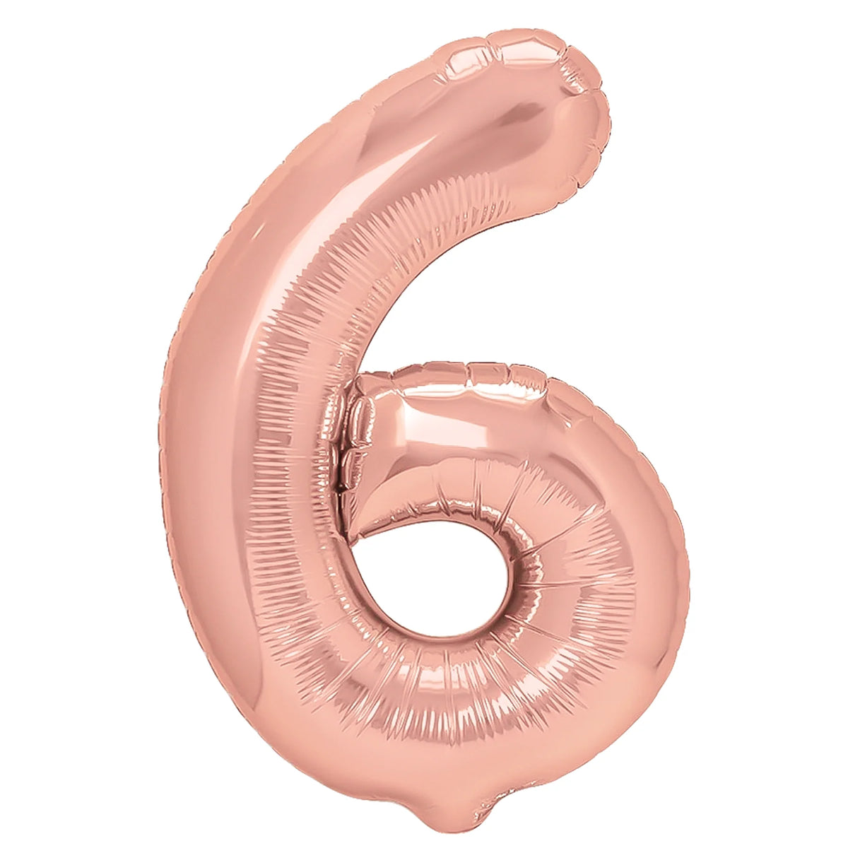 Folieballon Cijfer 6 Roségoud 40 cm – Geschikt voor Lucht en Helium