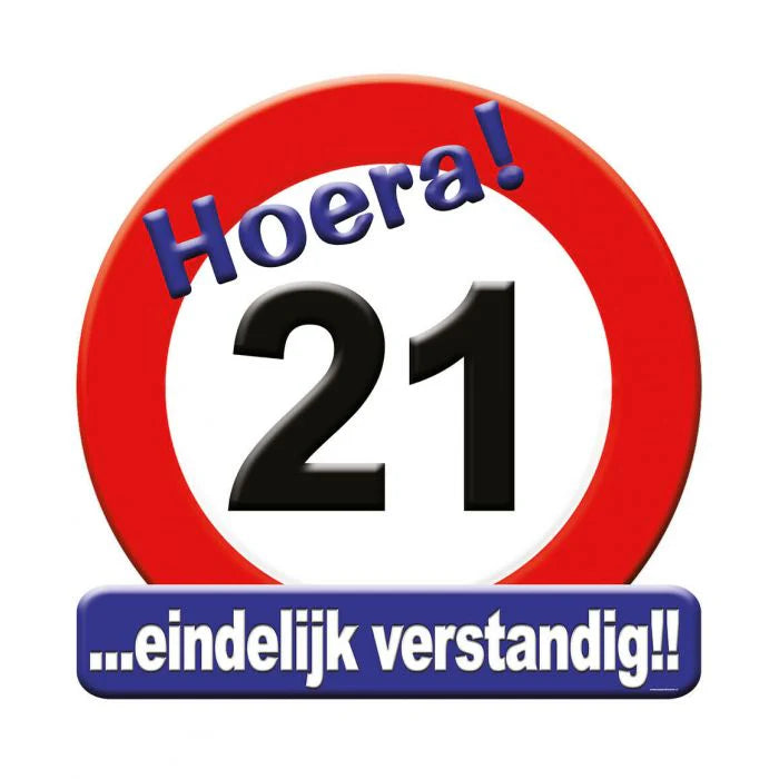 Huldeschild Verkeersbord 21 Jaar 50 cm