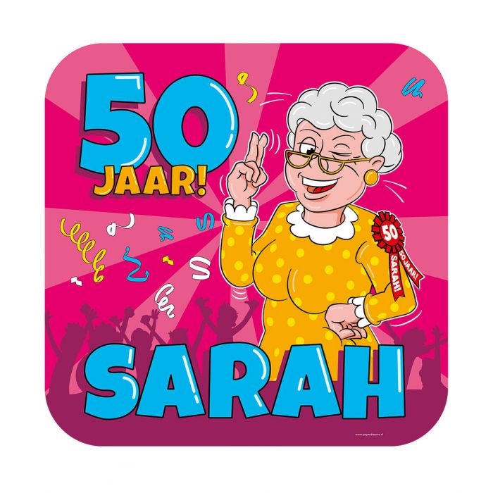 Huldeschild Sarah 50 Jaar 50cm