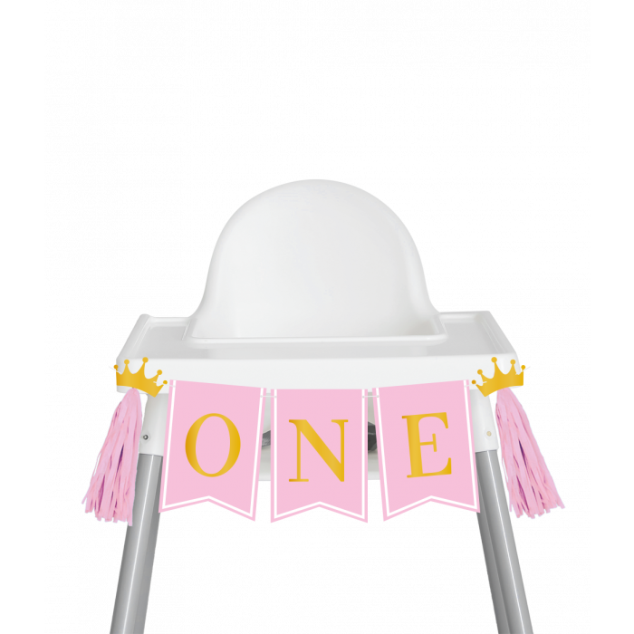 High Chair Banner First Birthday Girl
