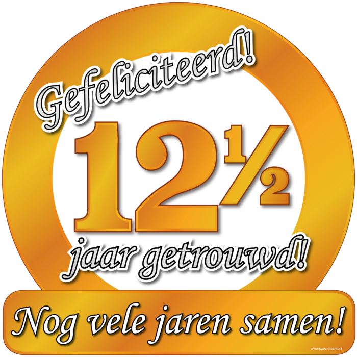 Huldeschild 12,5 Jaar Getrouwd 50cm