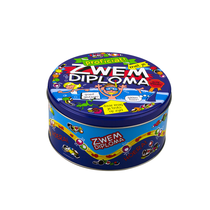 Snoeptrommel Zwemdiploma 14cm