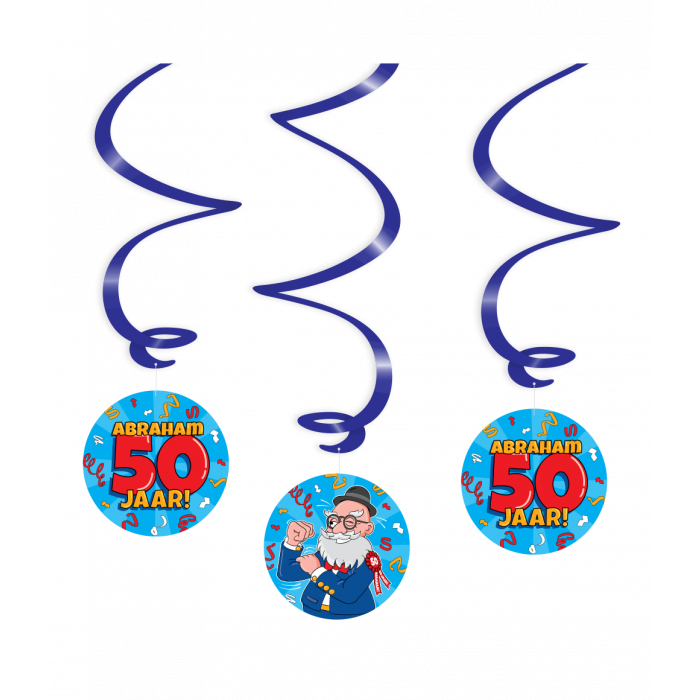 Swirl Decoraties Abraham 50 Jaar 14cm 3st