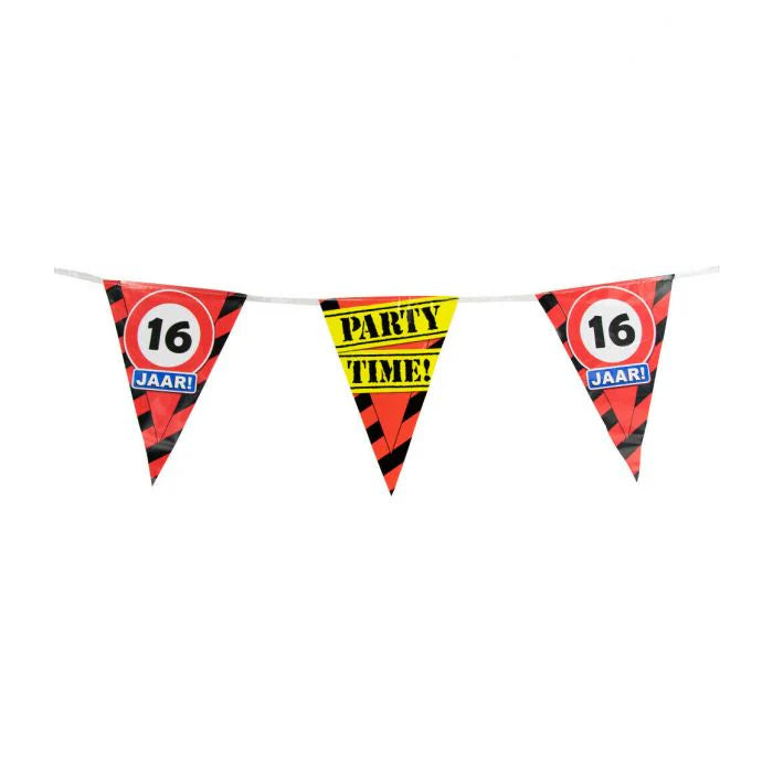 Party Vlaggenlijn Verkeersbord 16 Jaar 10 m