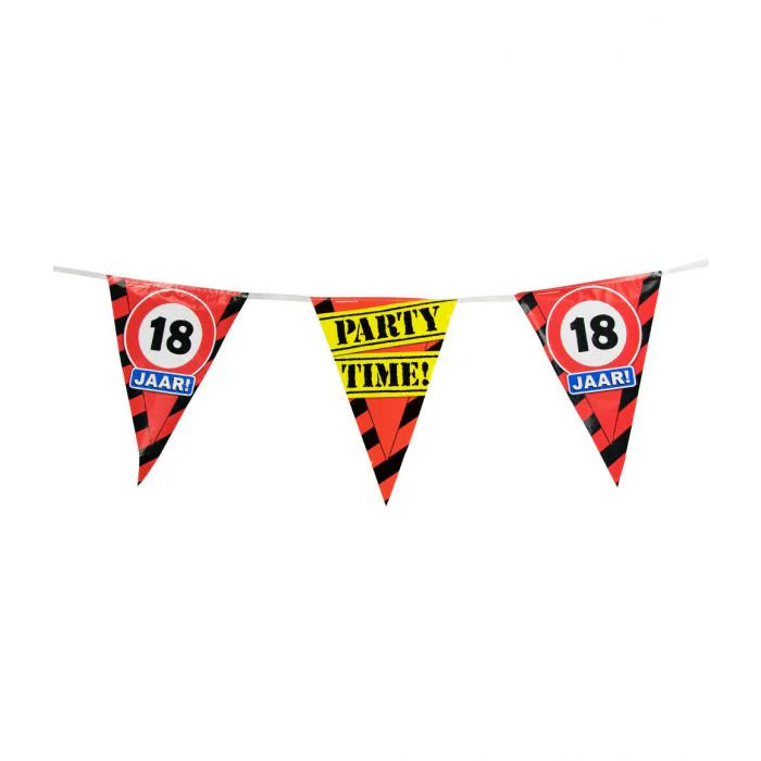 Party Vlaggenlijn Verkeersbord 18 Jaar 10 m