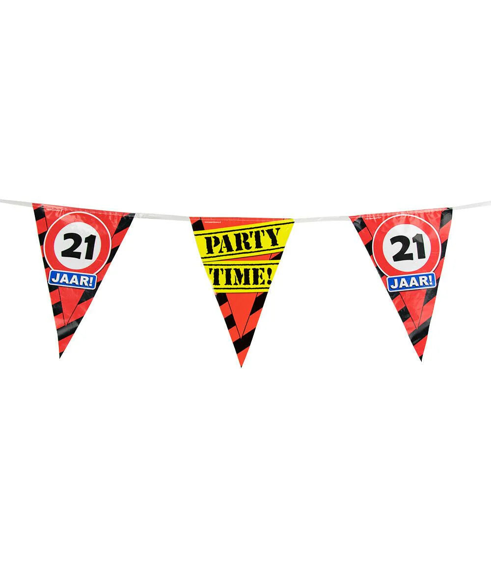 Party Vlaggenlijn Verkeersbord 21 Jaar 10 m