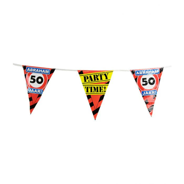Party Vlaggenlijn Verkeersbord Abraham 50 Jaar 10 m