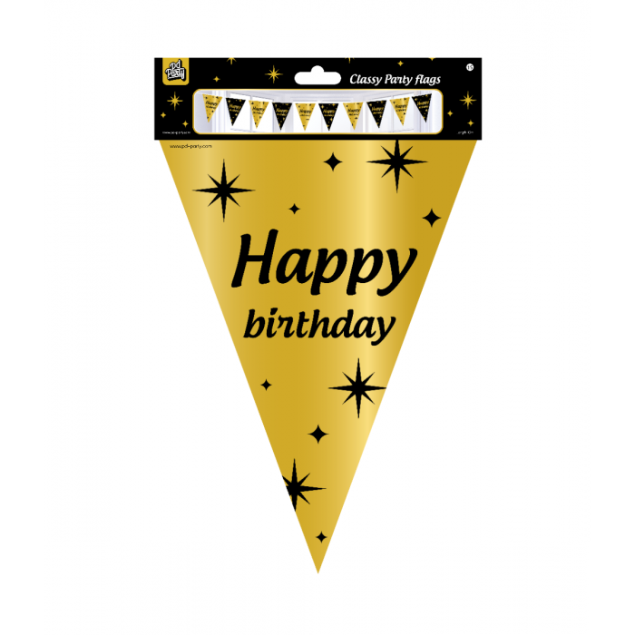 Vlaggenlijn Classy Party Happy Birthday 10 m