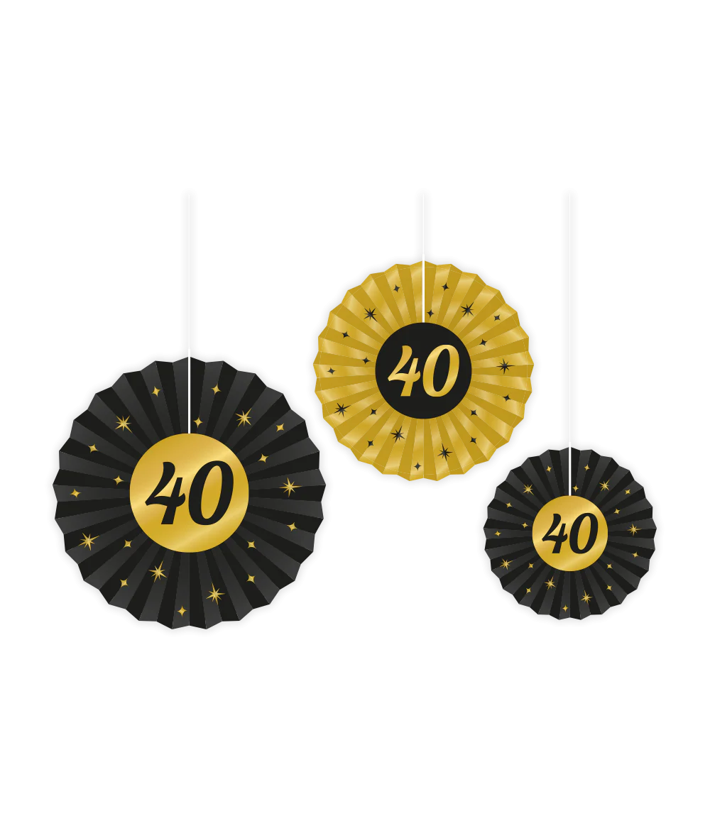 Classy Party Waaiers 40 Jaar 3 stuks