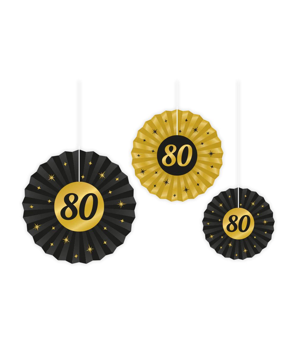 Classy Party Waaiers 80 Jaar 3 stuks