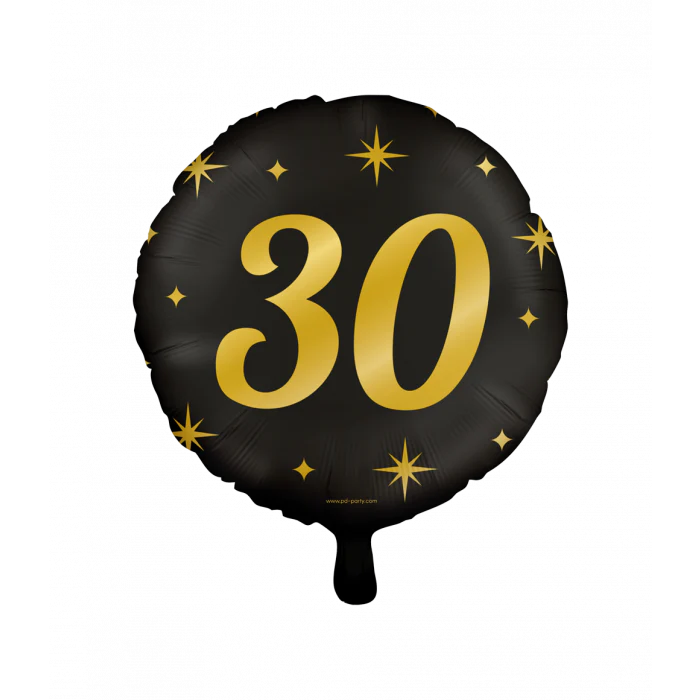 Folieballon 30 Jaar Zwart Goud 45 cm