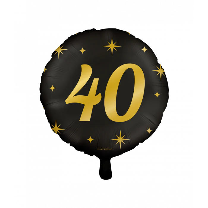 Folieballon 40 Jaar Zwart Goud 45 cm