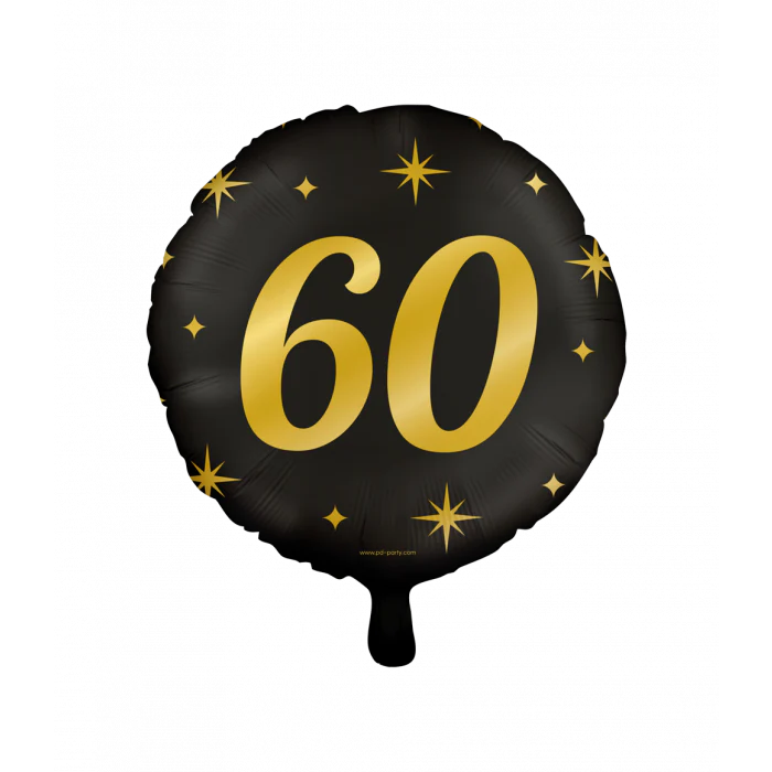 Folieballon 60 Jaar Zwart Goud 45 cm