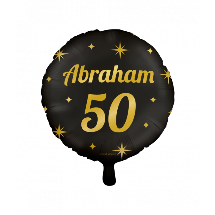 Folieballon 50 Jaar Abraham Zwart Goud 45 cm
