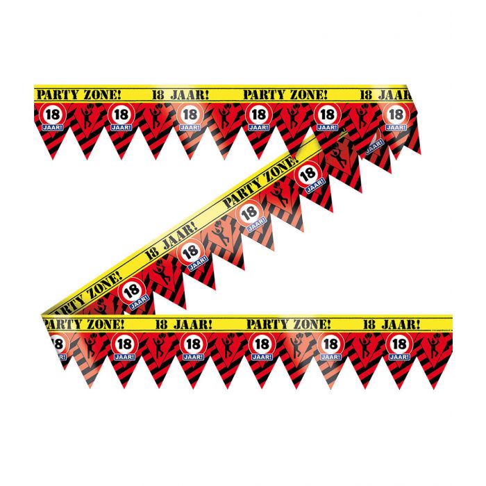 Party Tape Verkeersbord 18 Jaar 12 meter