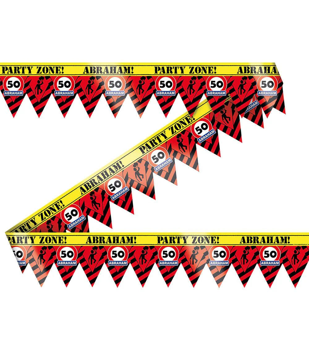 Party Tape Verkeersbord Abraham 50 Jaar 12 meter
