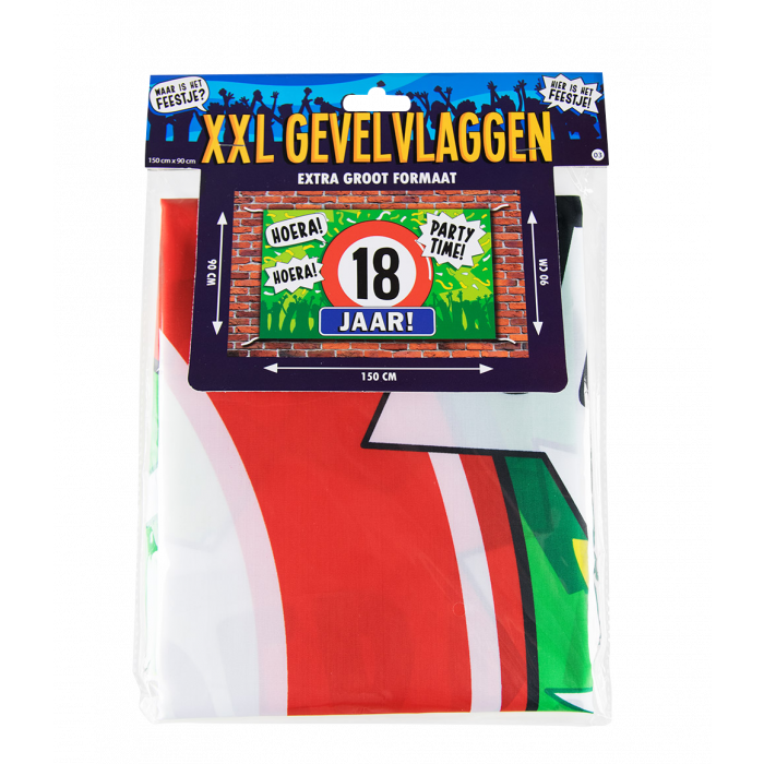Gevelvlag 18 jaar verkeersbord XXL 150x90cm