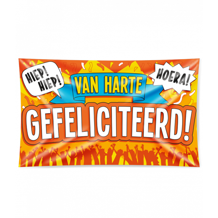 Gevelvlag XXL Van harte Gefeliciteerd 150cm