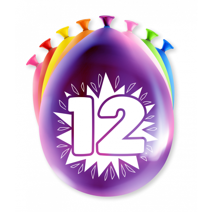 12 Jaar Ballonnen 30cm 8st