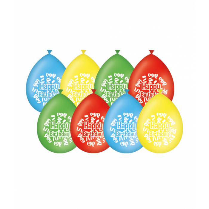 Ballonnen Happy Birthday 30cm 8st