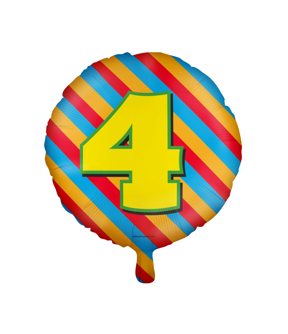 Folieballon 4 Jaar Gekleurd 46 cm