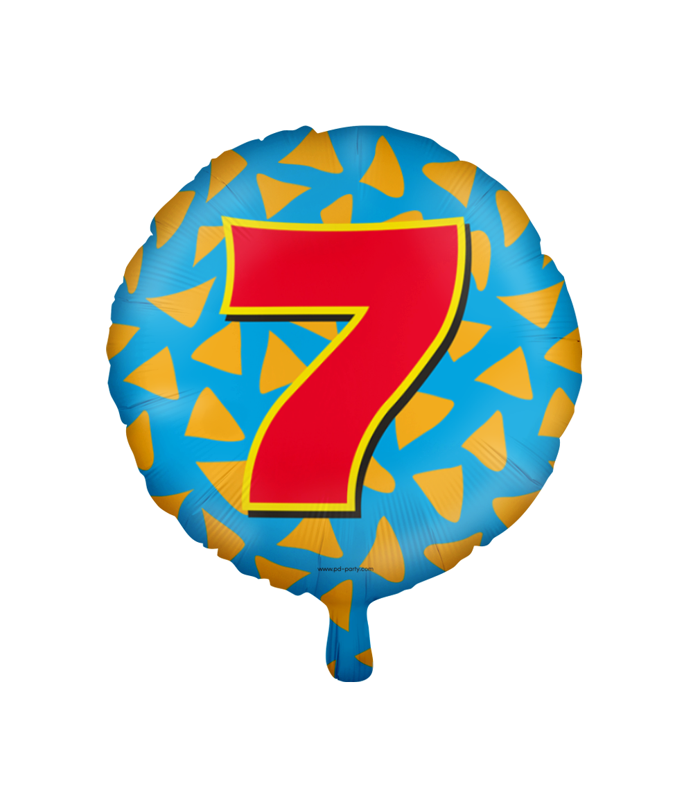 Folieballon 7 Jaar Gekleurd 45cm